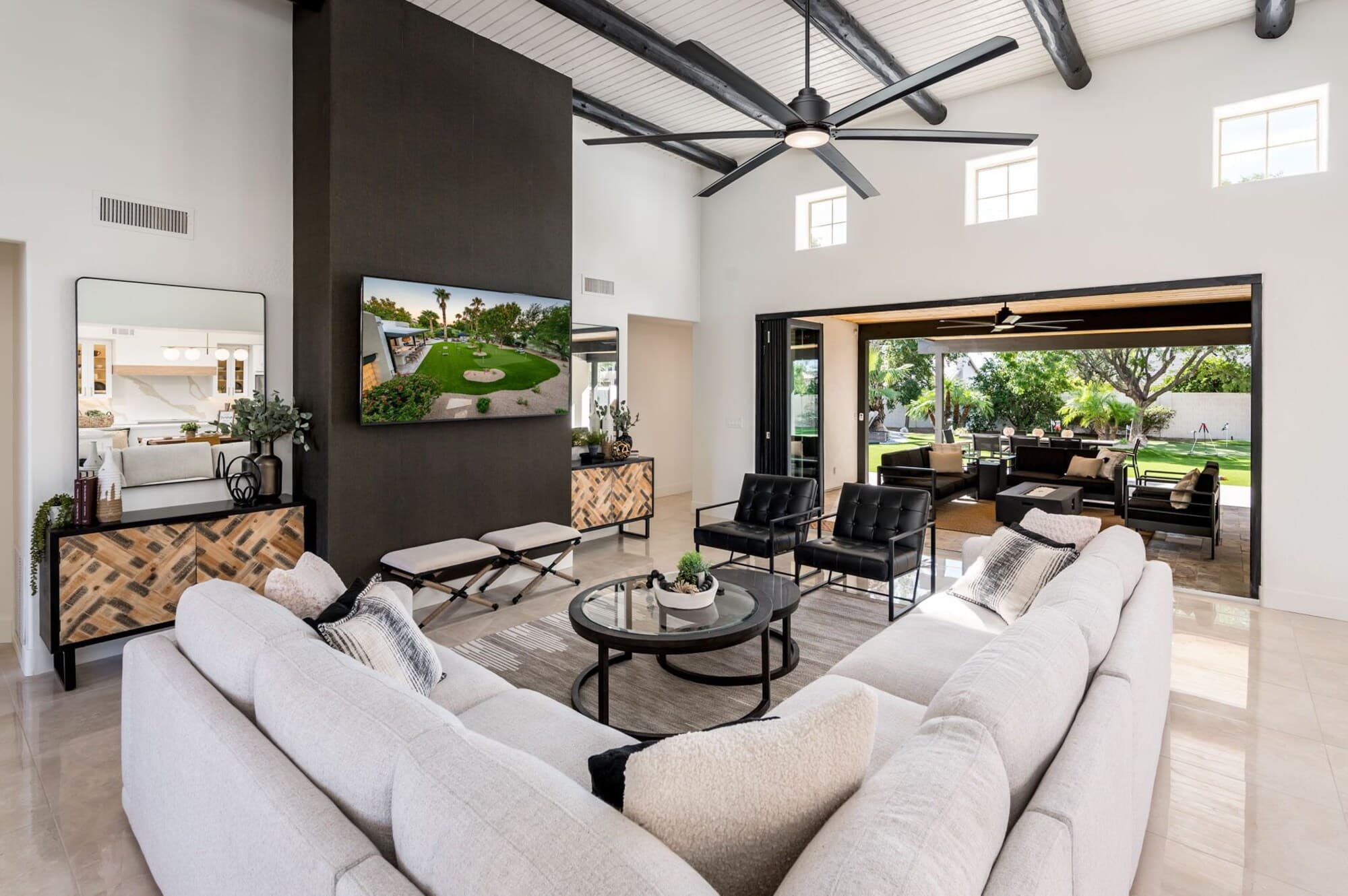 Living room with designer furnishings