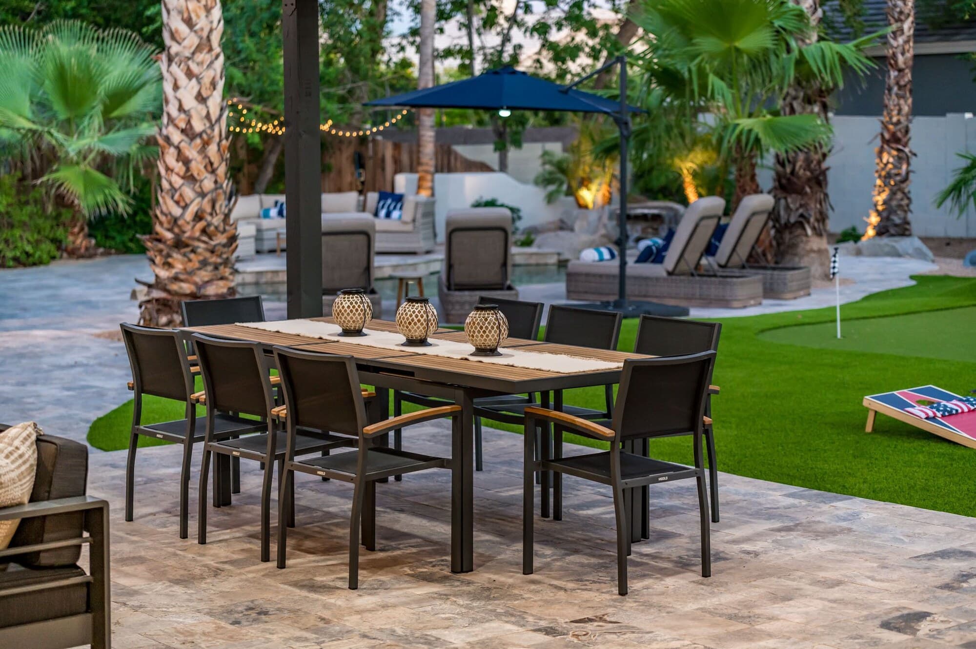 Covered patio lounge and dining